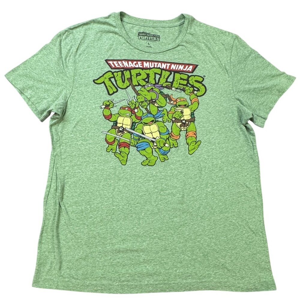 Teenage Mutant Ninja Turtles Green Heathered Graphic T-Shirt Nickelodeon  Mens L